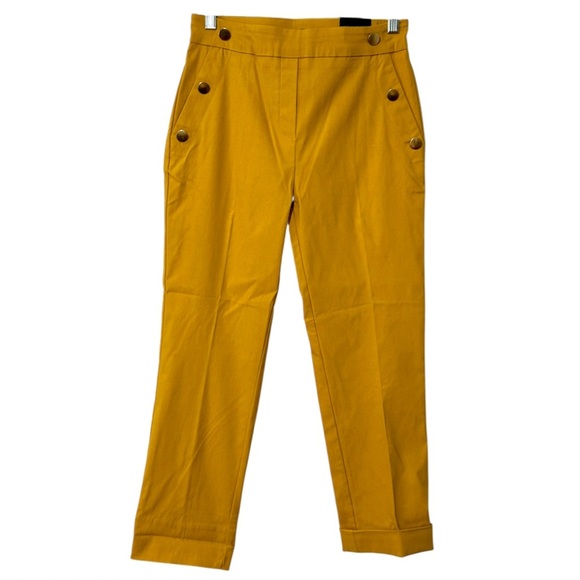 Jules & Leopold Casual Mustard Yellow Button-Detail Capri Pull On Pants Sz Small - Picture 5 of 6